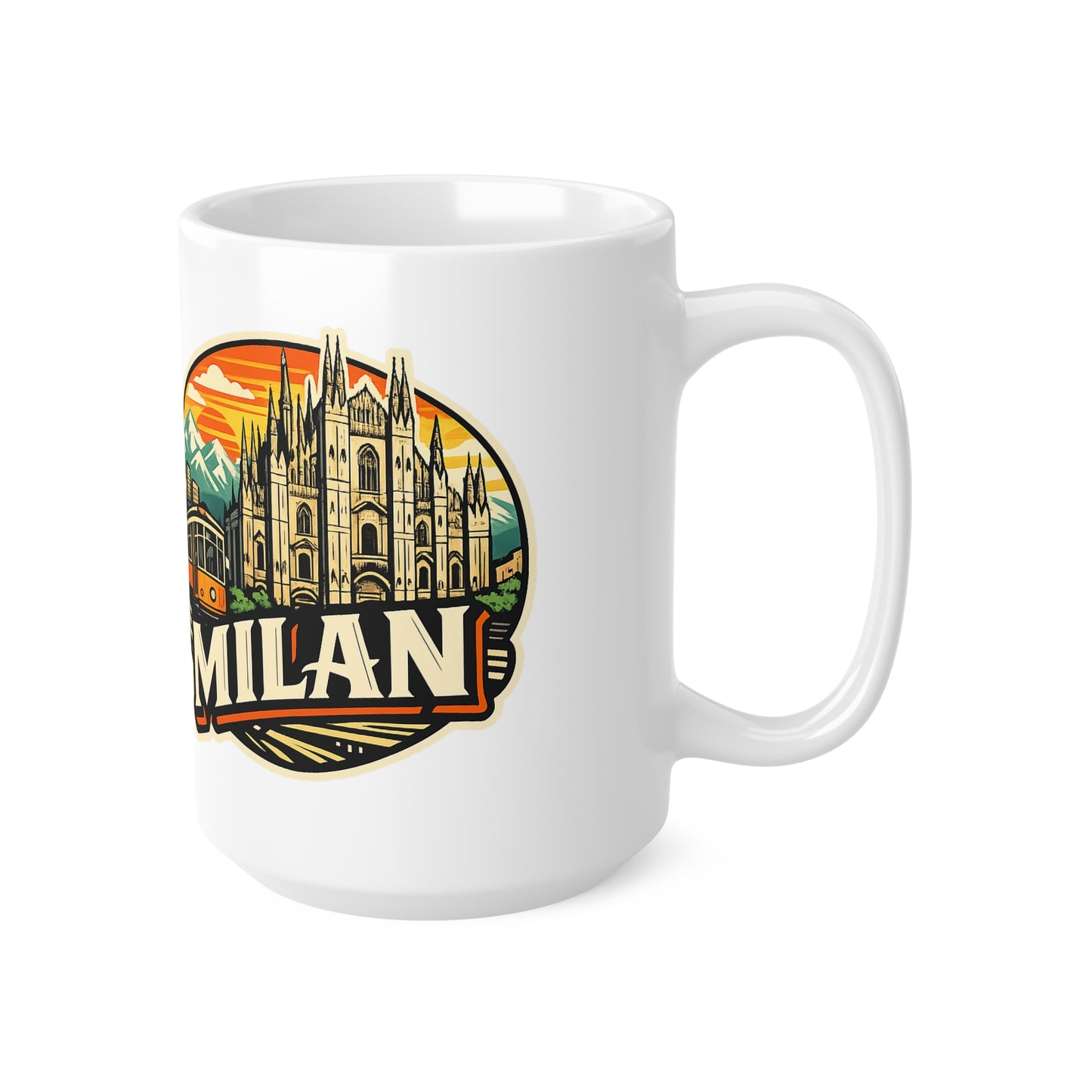 Milan Italy Travel Mug – Vintage Cityscape Ceramic Coffee Cup (11oz & 15oz)