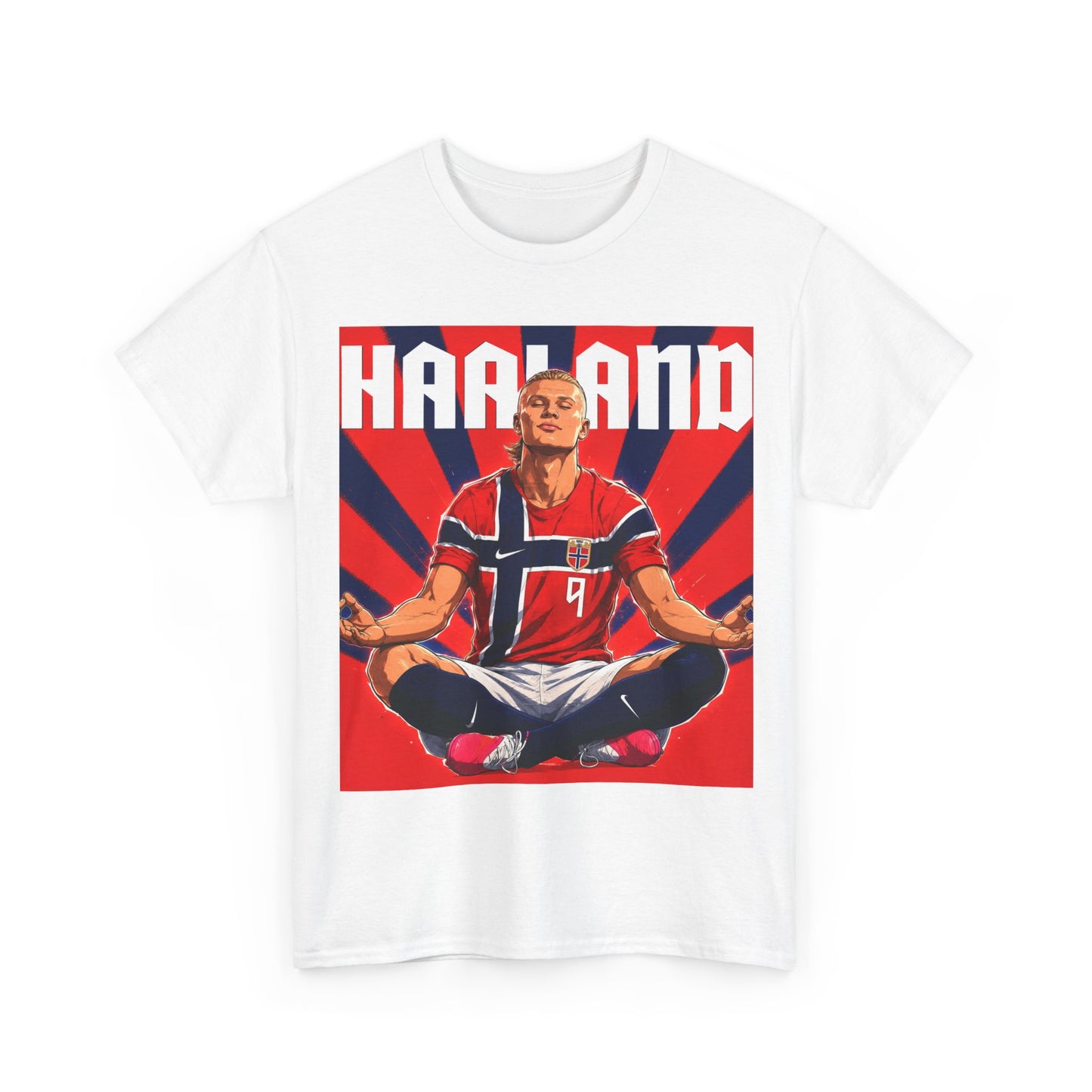 Erling Haaland Norway Soccer Tee — Retro Striped Athletic Graphic T-Shirt