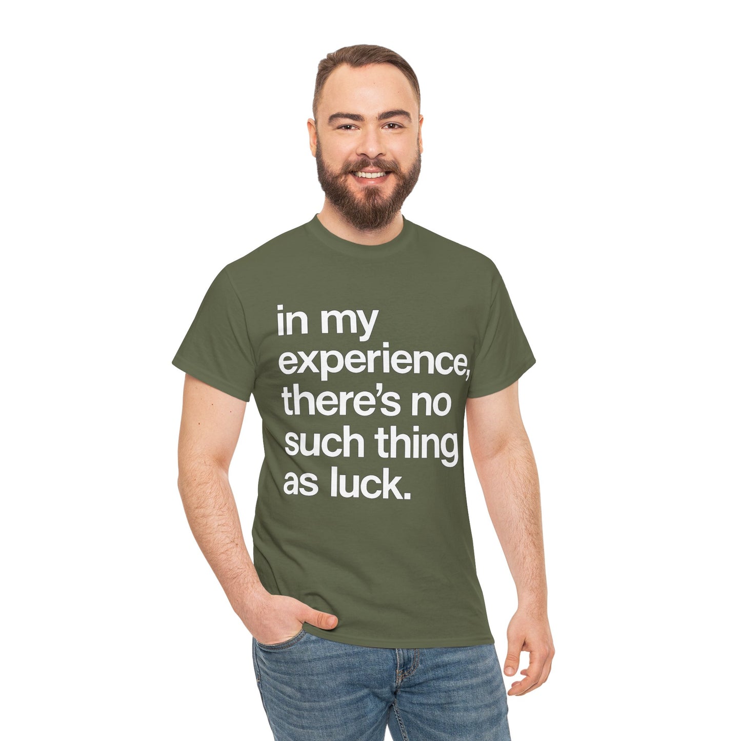 No Such Thing as Luck Tee — Bold Typographic Motivational T‑Shirt