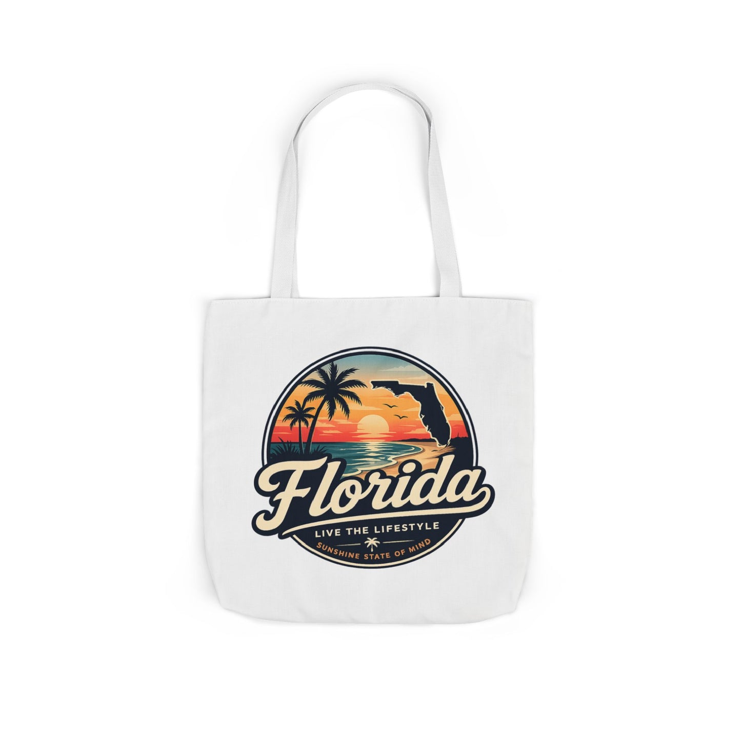 Florida Sunset Canvas Tote Bag — Retro Palm Beach Design