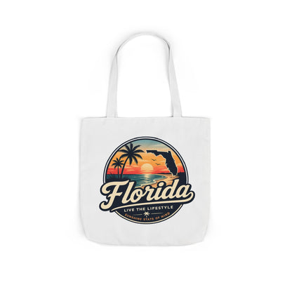 Florida Sunset Canvas Tote Bag — Retro Palm Beach Design