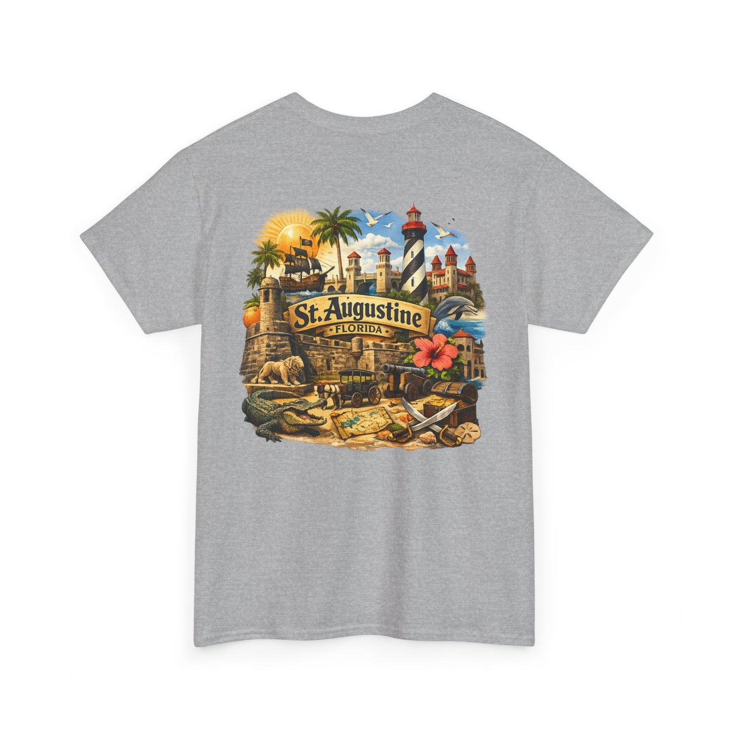 St. Augustine Florida Vintage Travel Tee — Retro Beach & Lighthouse Souvenir T-Shirt