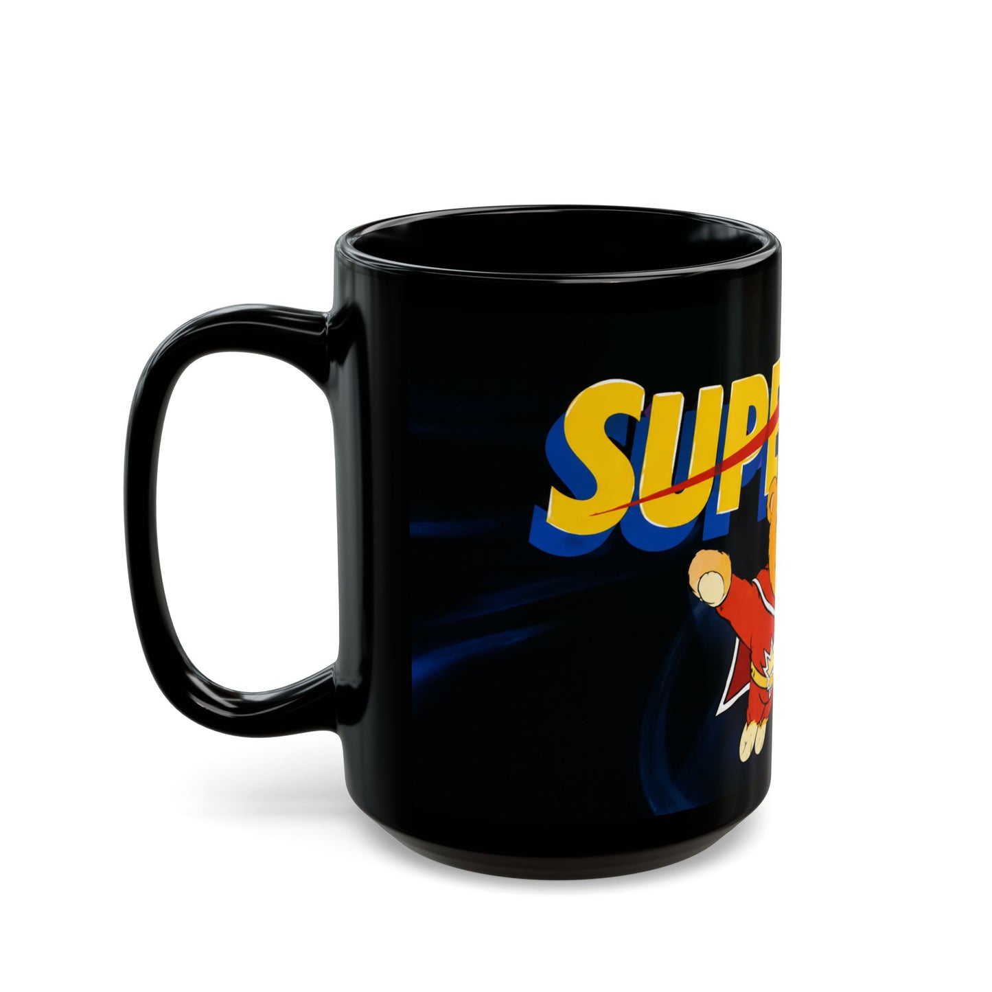 Super Ted Superhero Mug — Cute Vintage Cartoon Coffee Cup (11oz, 15oz)