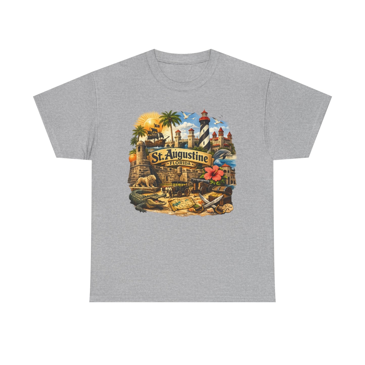 St. Augustine Florida Vintage Travel Tee — Retro Beach & Lighthouse Souvenir T-Shirt