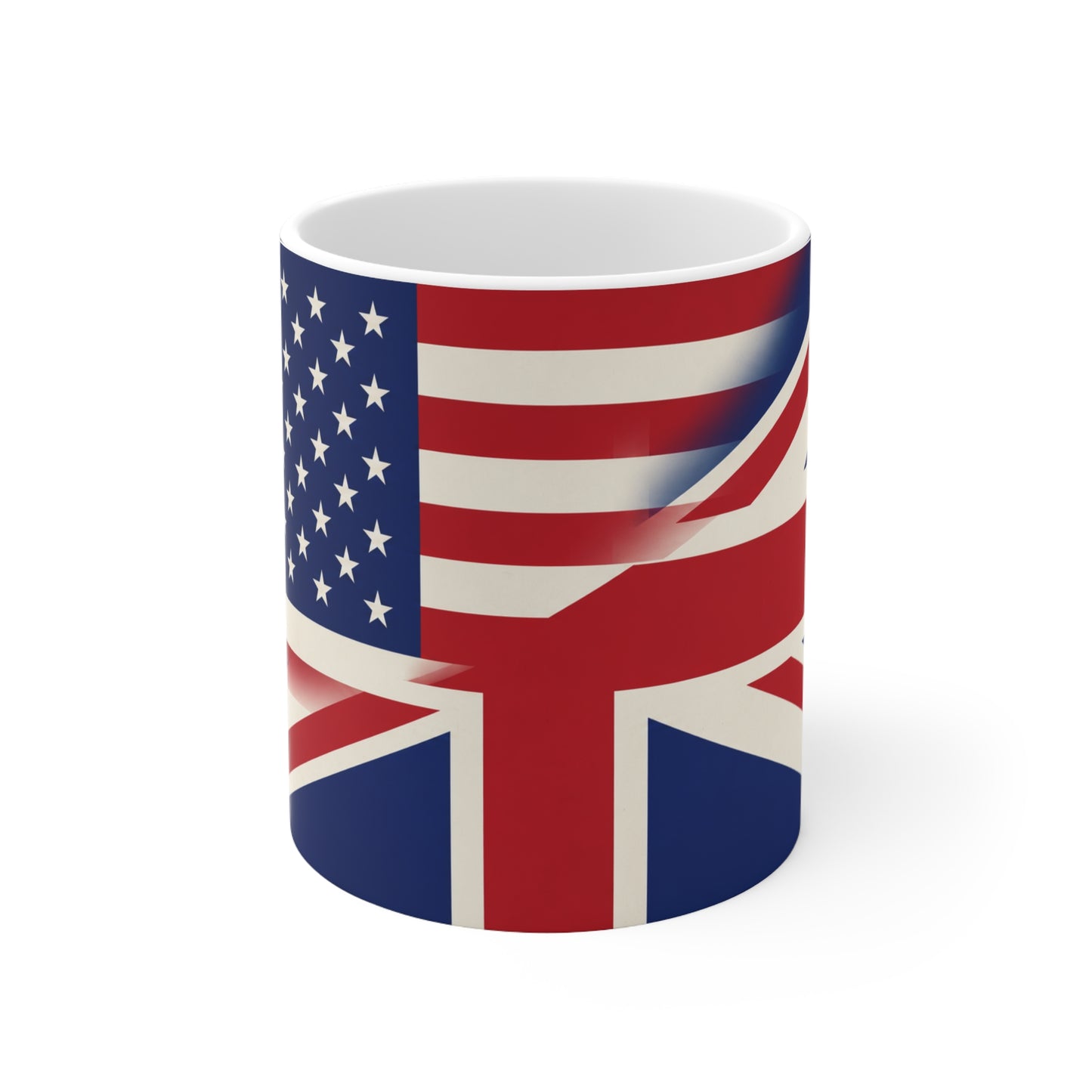 USA / UK British Flag Ceramic Coffee Mug — USA & UK Union Double-Sided 11oz/15oz