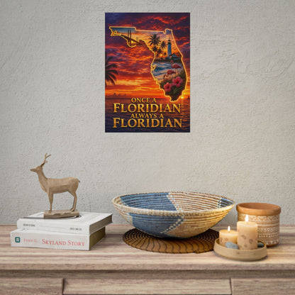 Florida Sunset Poster – "Once a Floridian, Always a Floridian" Rolled Wall Art