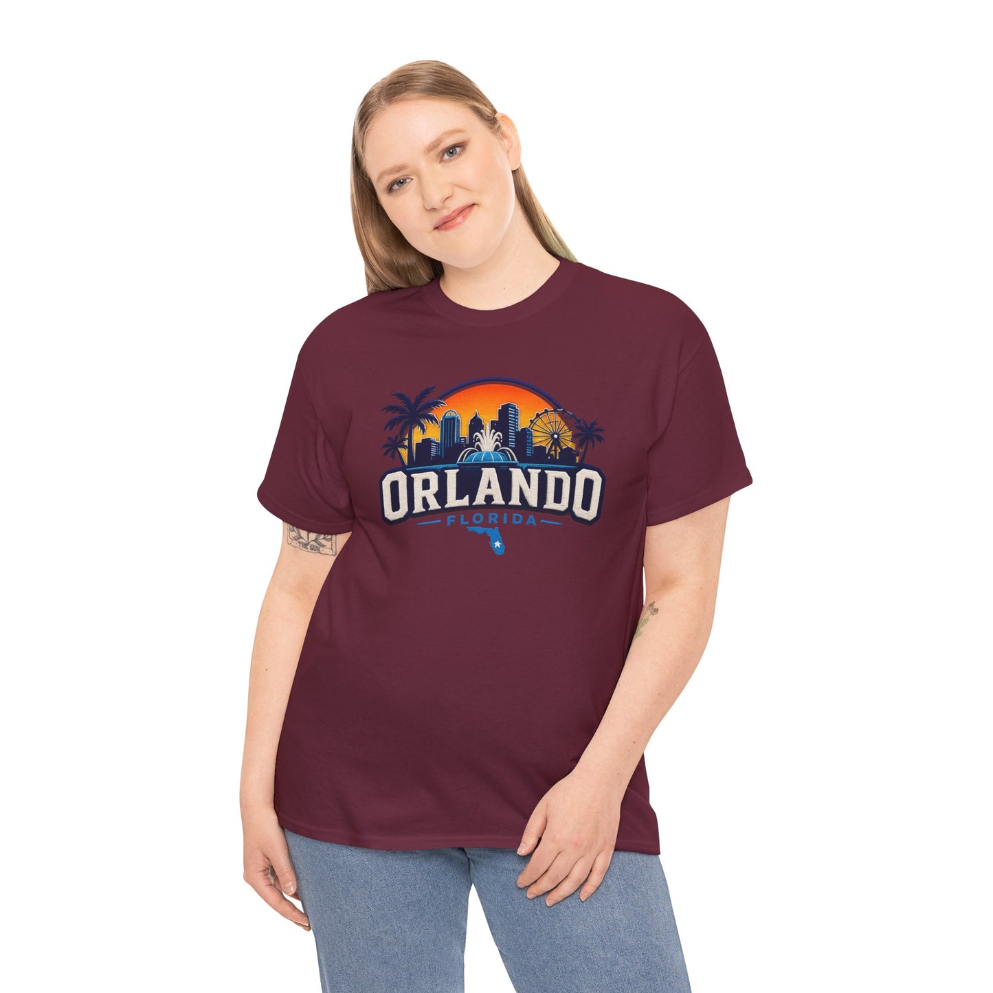 Orlando Florida Sunset T-Shirt — Retro Skyline & Palm Tree Vacation Tee