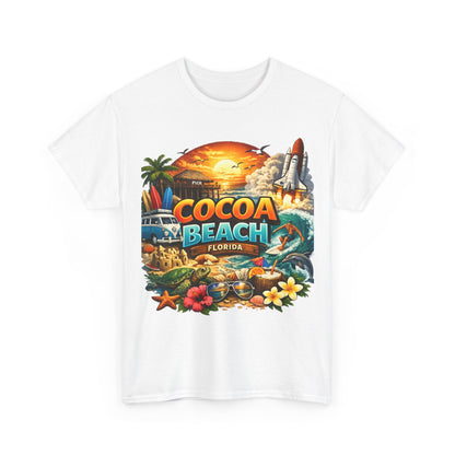 Cocoa Beach Florida Sunset Surf T-Shirt — Retro Beach Vacation Graphic Tee
