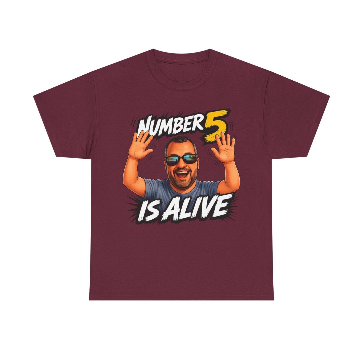 Number 5 Is Alive Graphic Tee — Funny Meme Face T‑Shirt