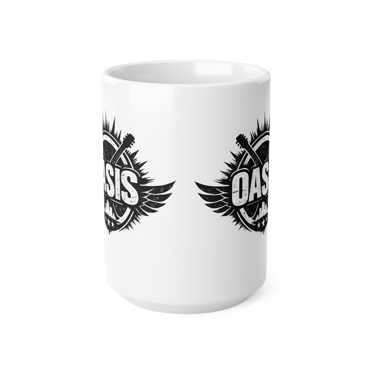 Oasis Crest Ceramic Mug — Rock Band Vintage Logo Coffee Cup (11oz & 15oz)