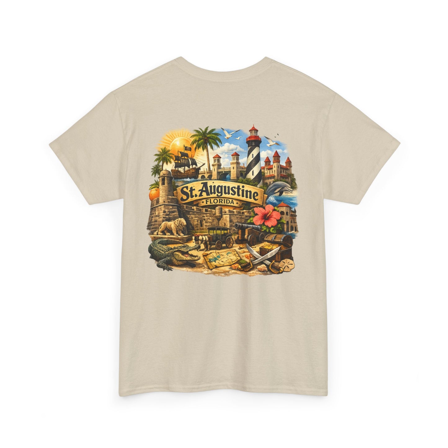 St. Augustine Florida Vintage Travel Tee — Retro Beach & Lighthouse Souvenir T-Shirt