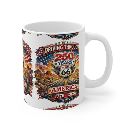 Route 66 250 Years America Mug – 1776-2026 Commemorative Ceramic Coffee Cup (11oz/15oz)