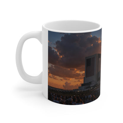Florida Rocket Launch Coffee Mug — Sunset Space Shuttle Launch Photography Ceramic Mug (11oz & 15oz)