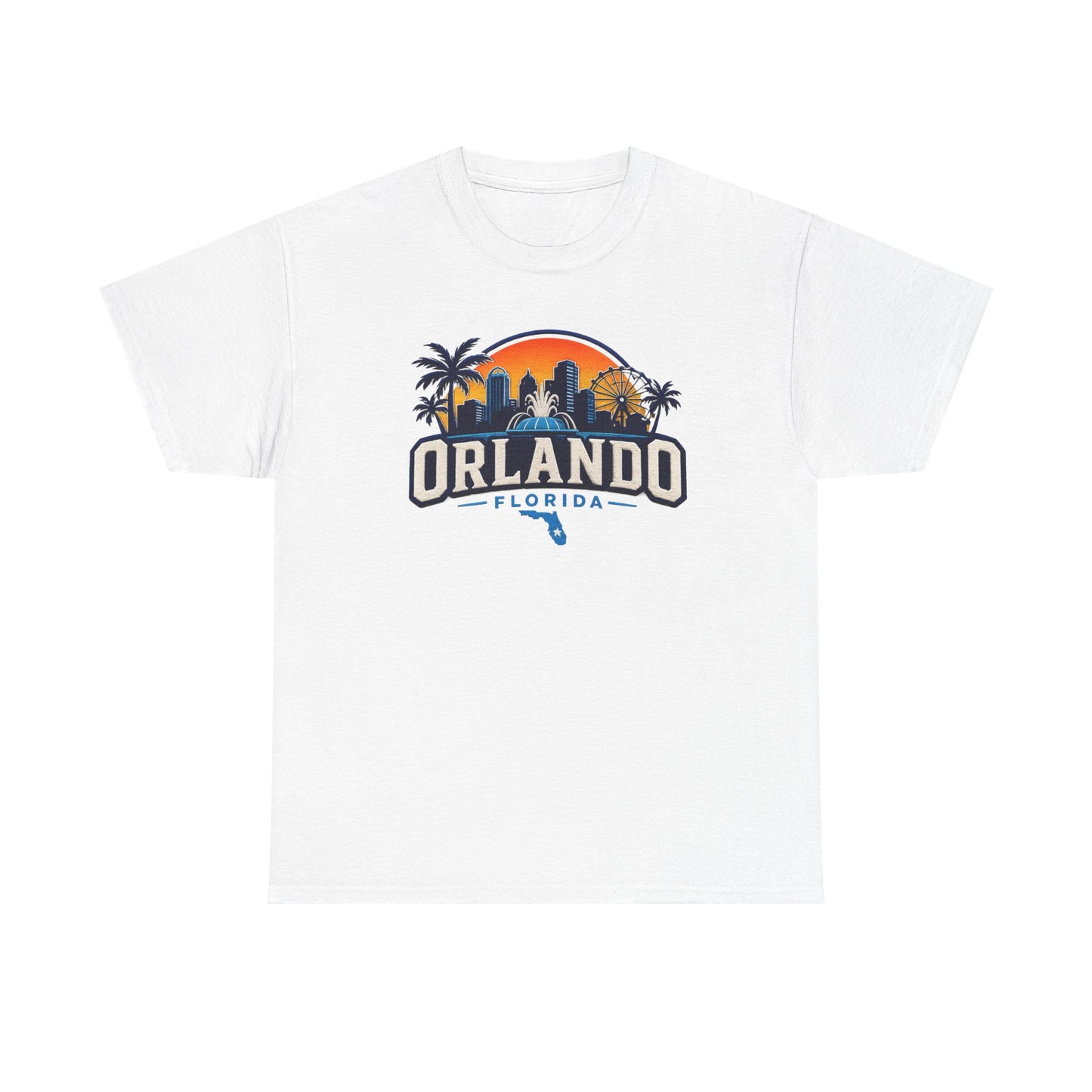 Orlando Florida Sunset T-Shirt — Retro Skyline & Palm Tree Vacation Tee