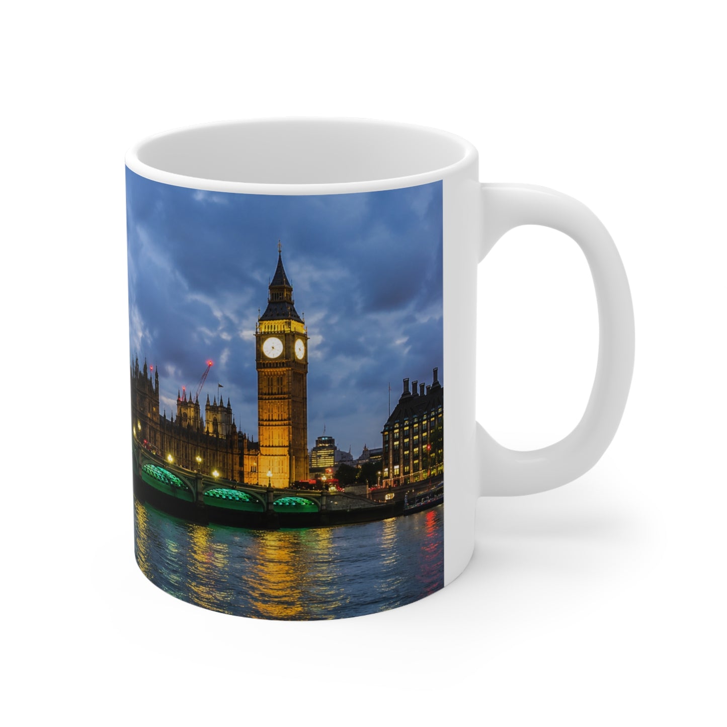 London Night Skyline Mug — Houses of Parliament & Westminster Bridge Ceramic Coffee Cup