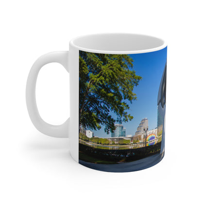 Orlando Lake Eola City Sculpture Photo Coffee Mug — Modern Urban Landmark Ceramic Mug (11oz/15oz)