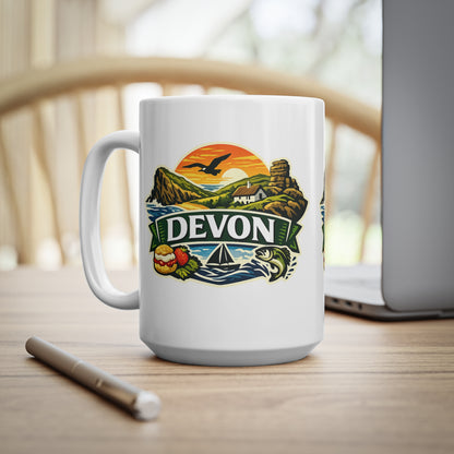 Devon Scenic Mug — Coastal Sunrise Ceramic Coffee Cup (11oz & 15oz)