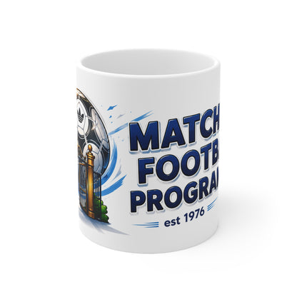 Matchday Football Programmes Mug — Retro Soccer Crest Coffee Cup (11oz & 15oz)