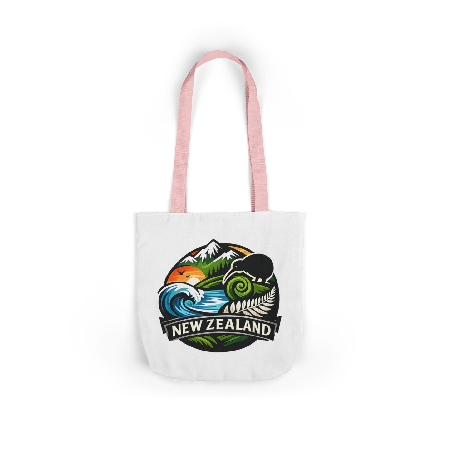 New Zealand Scenic Tote Bag — Kiwi, Mountains & Waves Canvas Tote