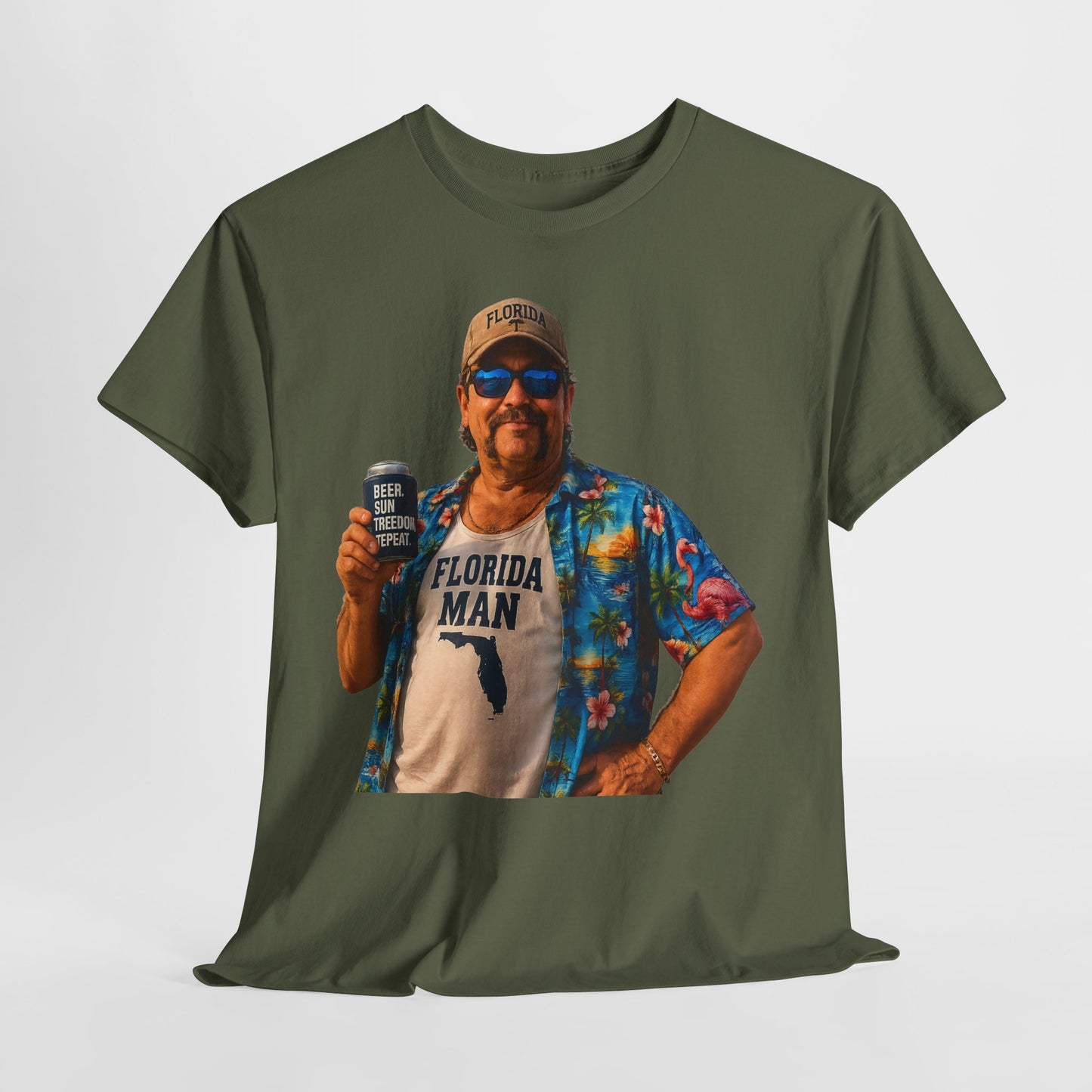 Florida Man Graphic Tee — Funny Vacation Shirt with Hawaiian Shirt Design