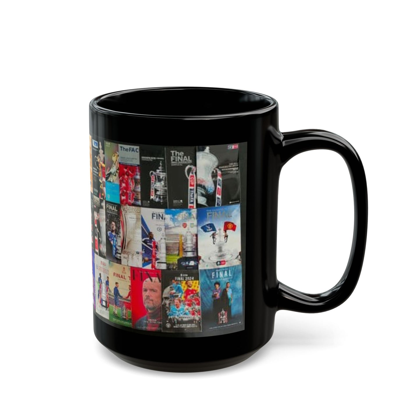 FA Cup Final Programme Cover Collage Black Mug — Coffee Cup (11oz/15oz)