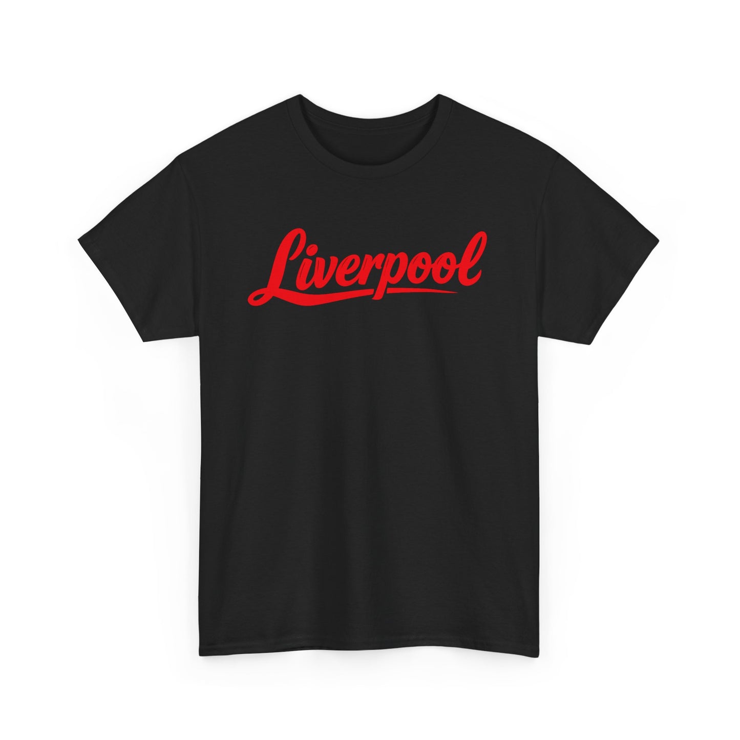 Liverpool Script T-Shirt — Retro Red Logo Tee for Fans