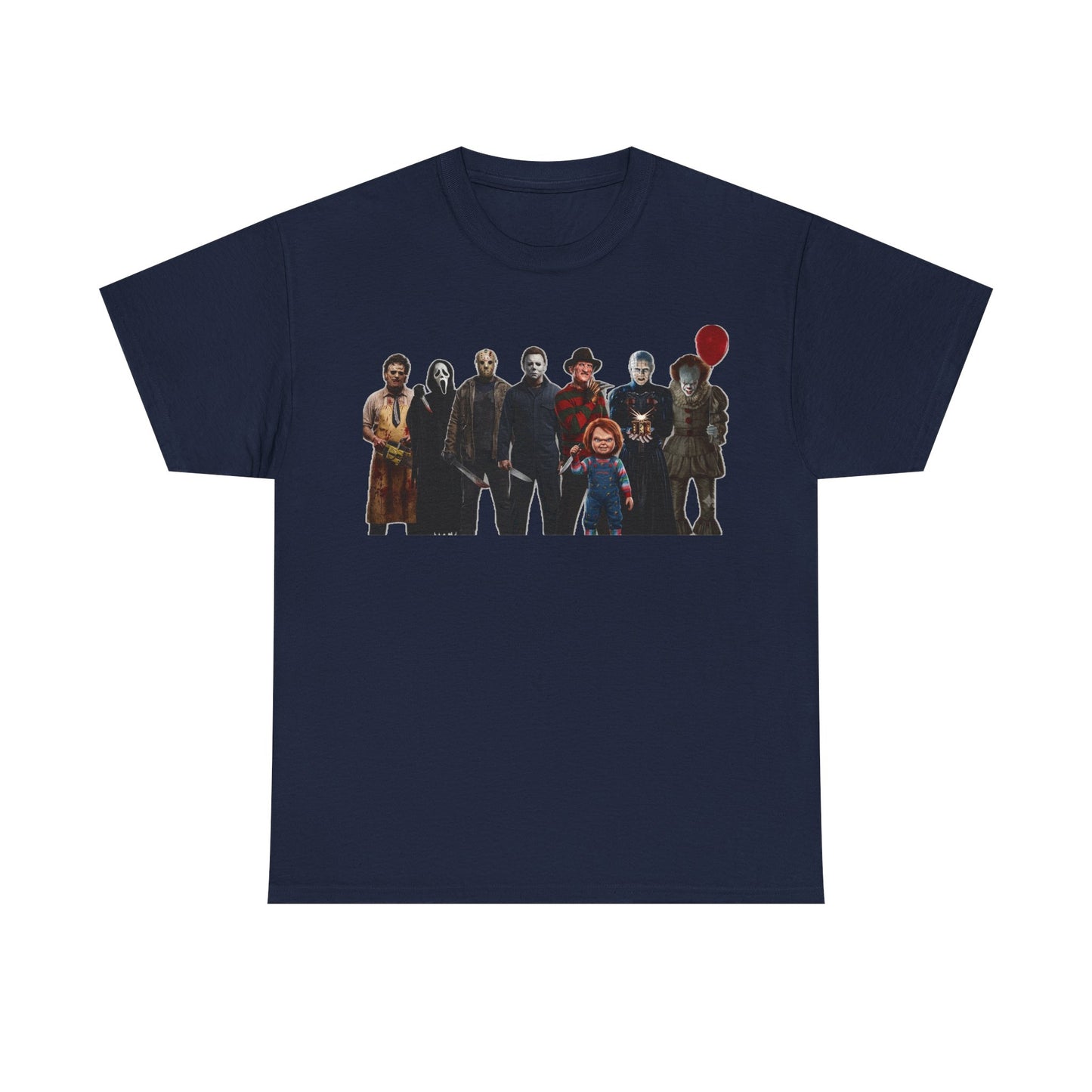 Horror Icons Collage T‑Shirt — Retro Movie Villains Graphic Tee