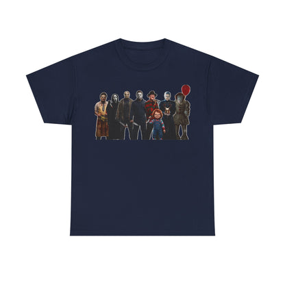 Horror Icons Collage T‑Shirt — Retro Movie Villains Graphic Tee
