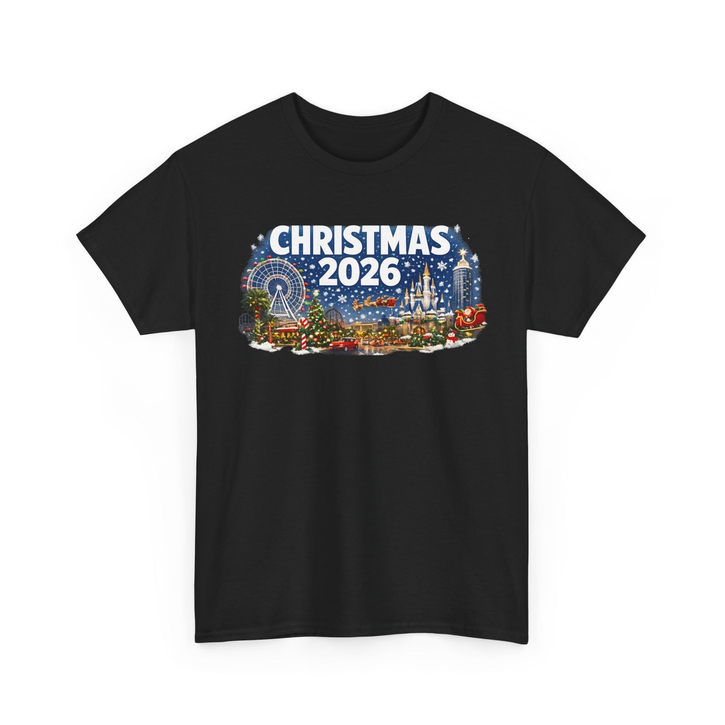 Christmas 2026 Holiday Tee — Festive Winter Village Graphic T-Shirt