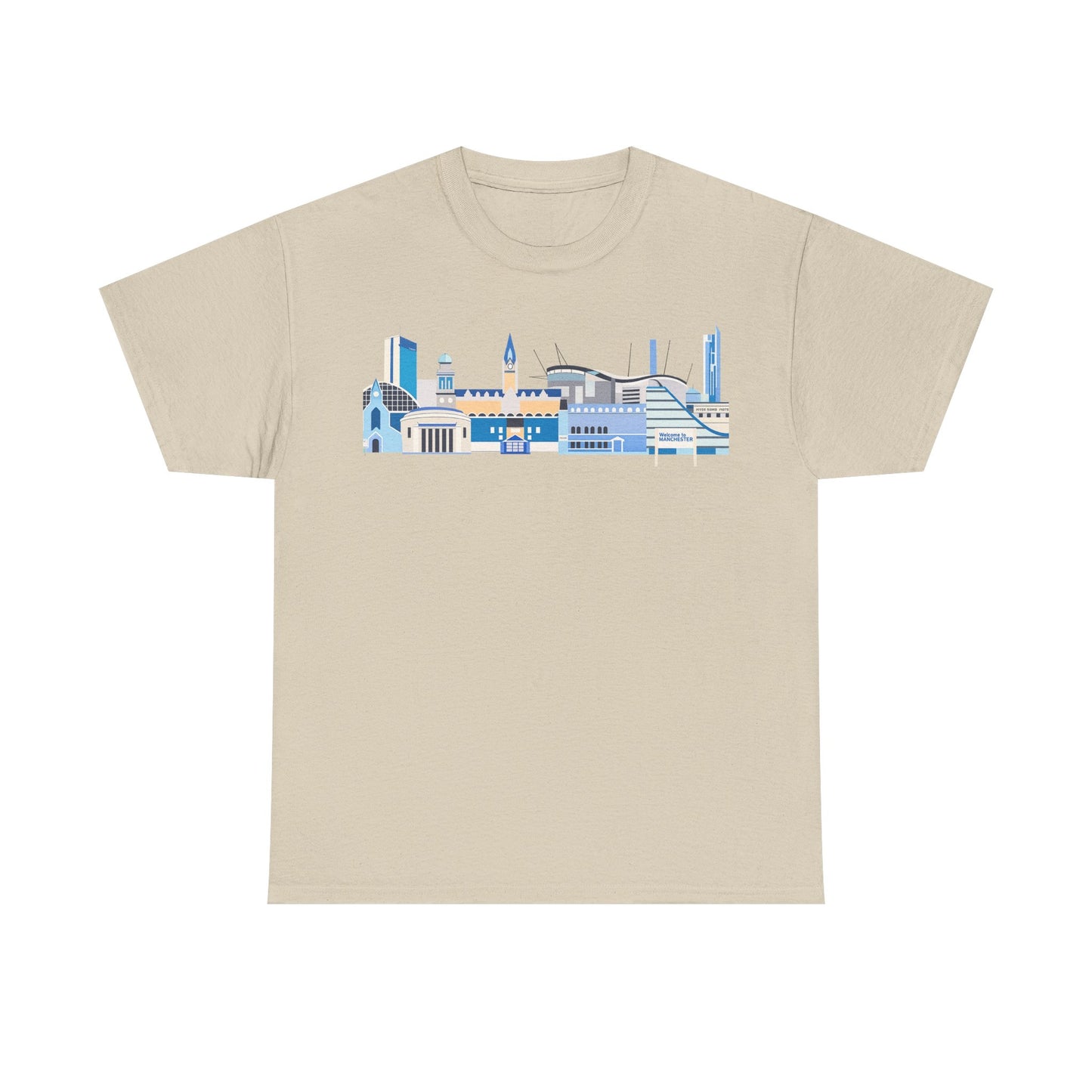 Manchester City Skyline Tee — Minimal Blue Urban Landscape T‑Shirt
