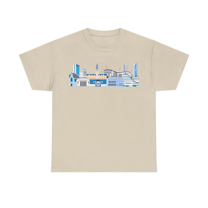 Manchester City Skyline Tee — Minimal Blue Urban Landscape T‑Shirt