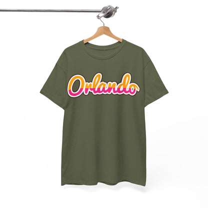 Orlando Retro Script Tee — Vintage Sunset City Souvenir Shirt