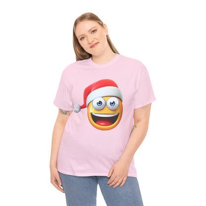 Christmas Emoji T-Shirt — Santa Hat Smiley Holiday Tee