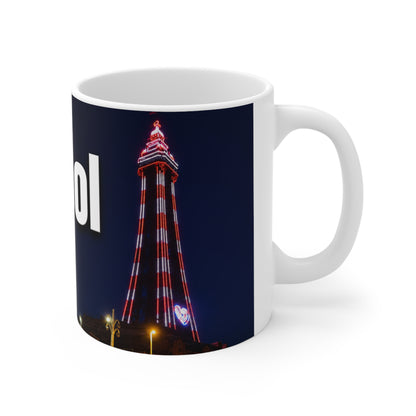 Blackpool Tower Night Skyline Ceramic Coffee Mug — 11oz & 15oz