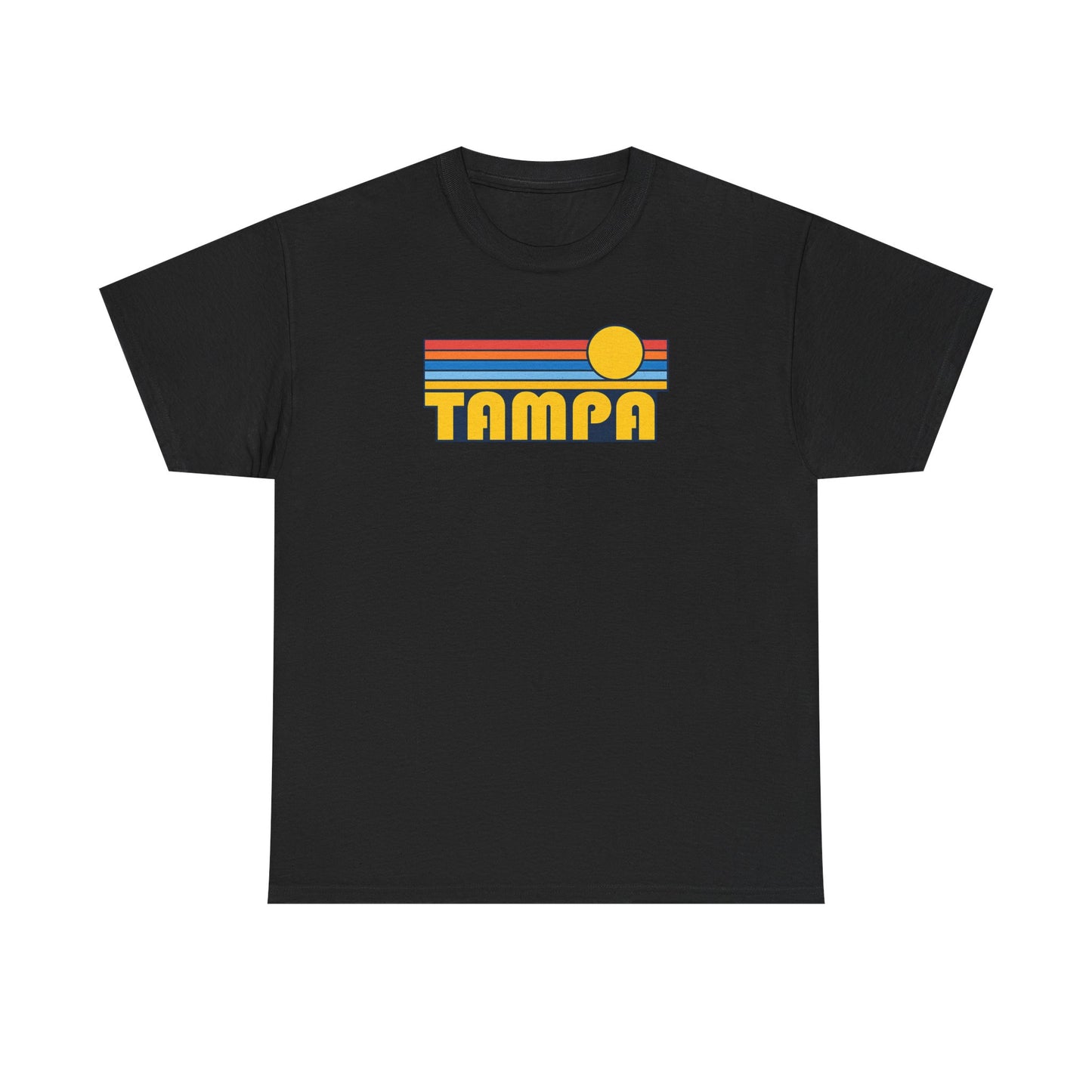 Tampa Retro Sunset T-Shirt — Vintage 70s Striped Beach Tee