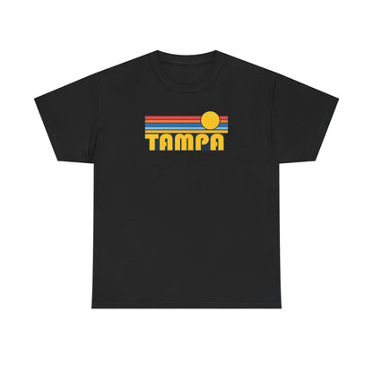 Tampa Retro Sunset T-Shirt — Vintage 70s Striped Beach Tee