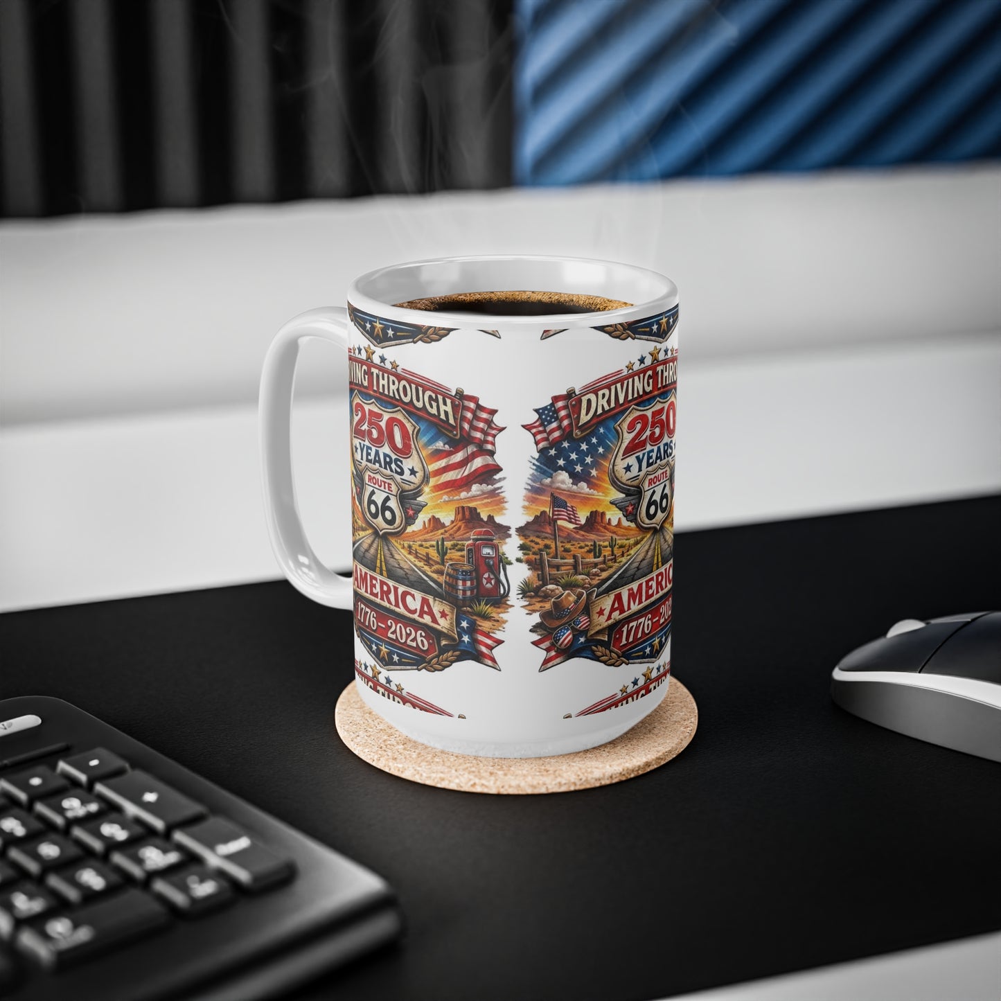 Route 66 250 Years America Mug – 1776-2026 Commemorative Ceramic Coffee Cup (11oz/15oz)