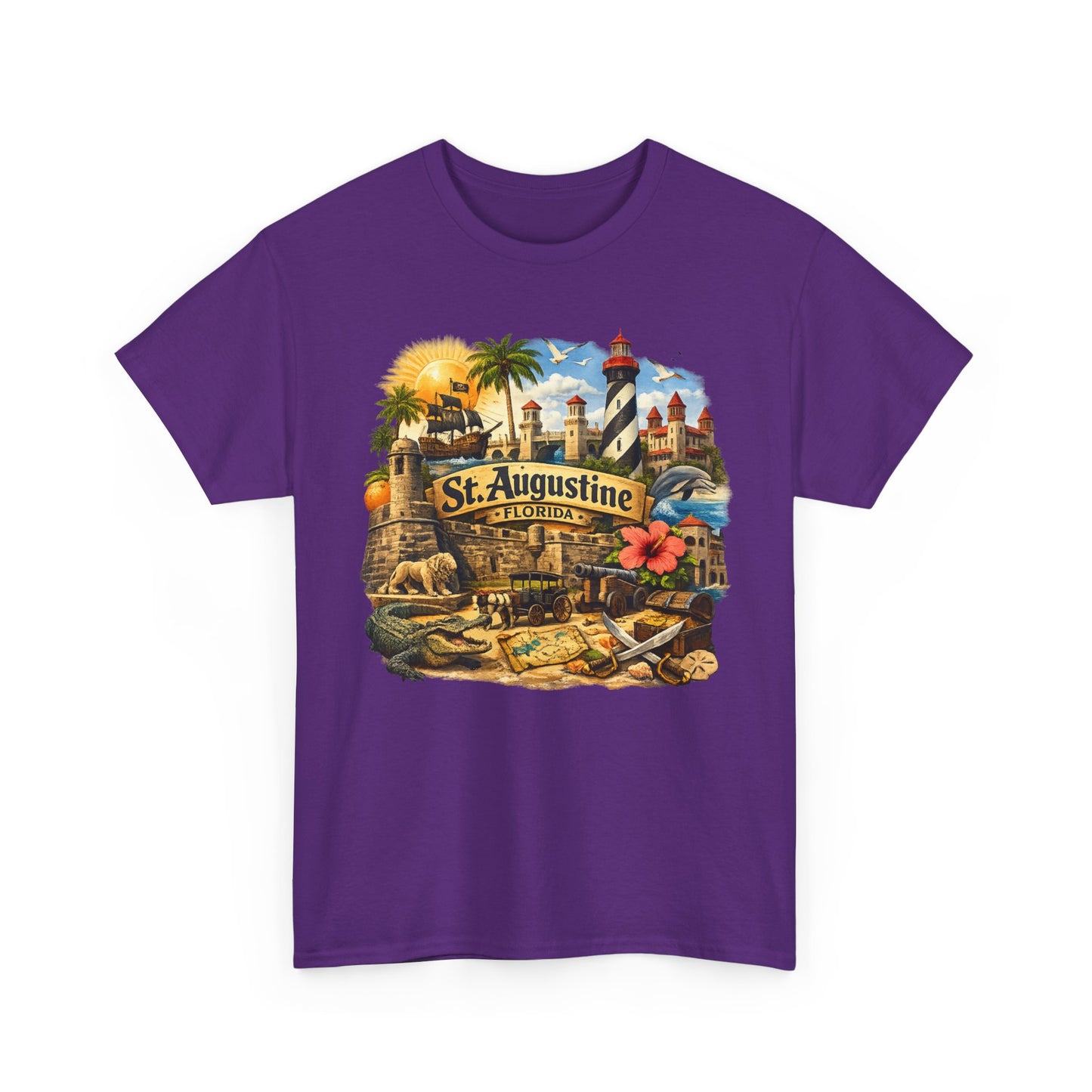 St. Augustine Florida Vintage Travel Tee — Retro Beach & Lighthouse Souvenir T-Shirt