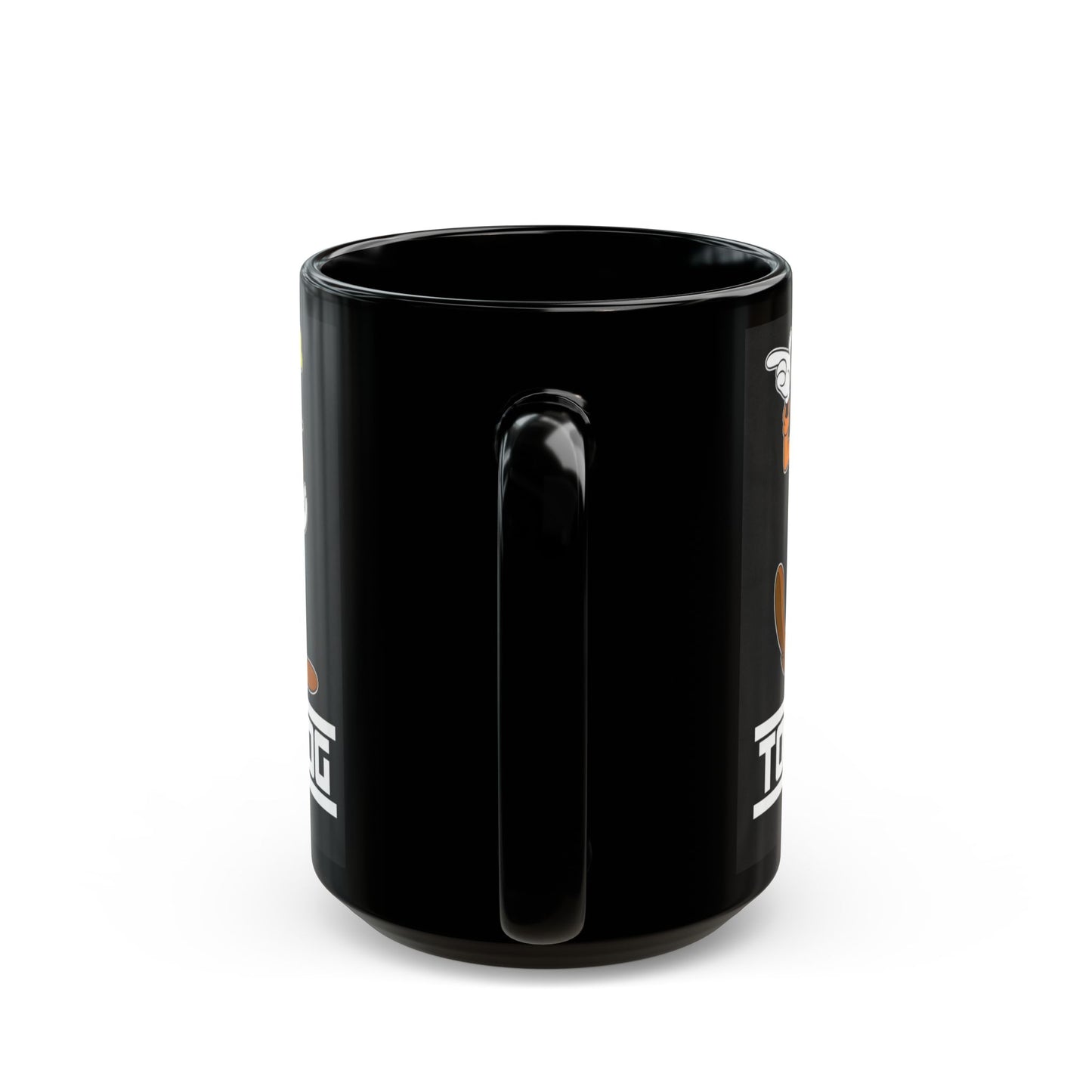 Top Dog Goofy Black Ceramic Mug — Retro Cartoon Character Coffee Cup (11oz & 15oz)