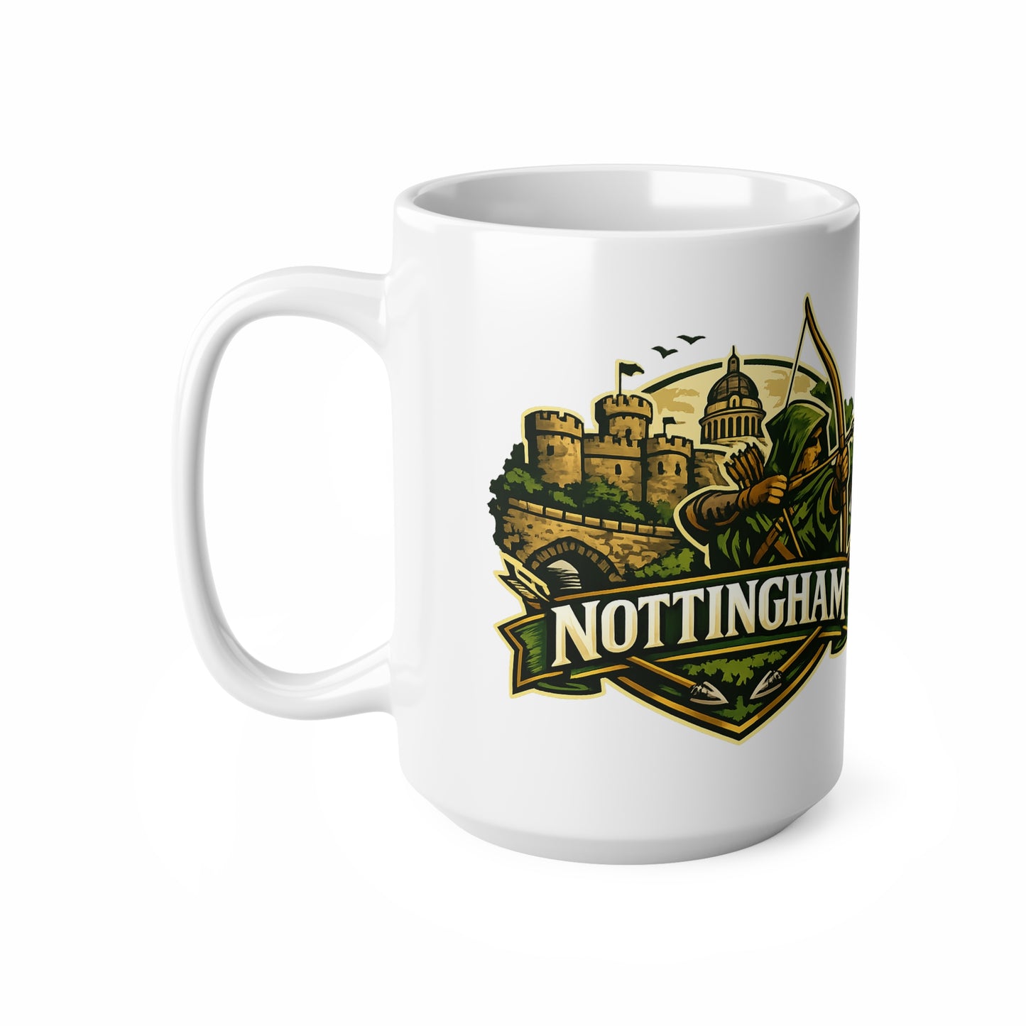 Nottingham Robin Hood Ceramic Coffee Mug — 11oz & 15oz Travel-Perfect Gift