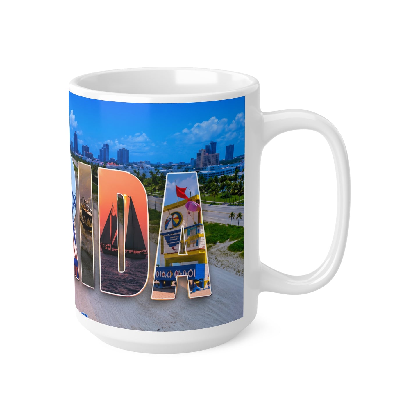 Florida Vacation Mug - "Escape to Florida" Ceramic Coffee Cup, 11oz & 15oz