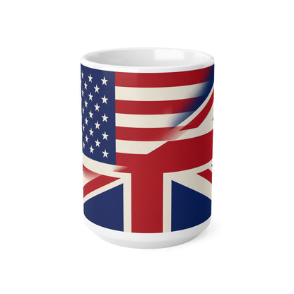 USA / UK British Flag Ceramic Coffee Mug — USA & UK Union Double-Sided 11oz/15oz