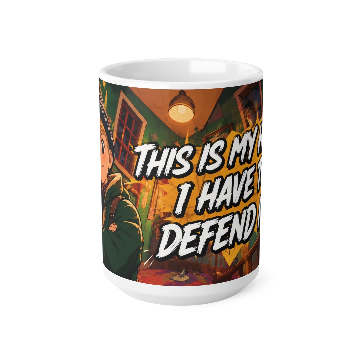 Home Alone Inspired Anime Coffee Mug — "This Is My Cozy Face, I Have Defended" 11oz & 15oz Ceramic