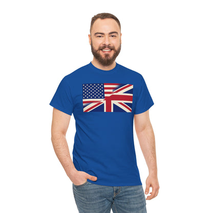 USA-UK Flag Graphic Tee — American British Union Jack Mashup T-Shirt
