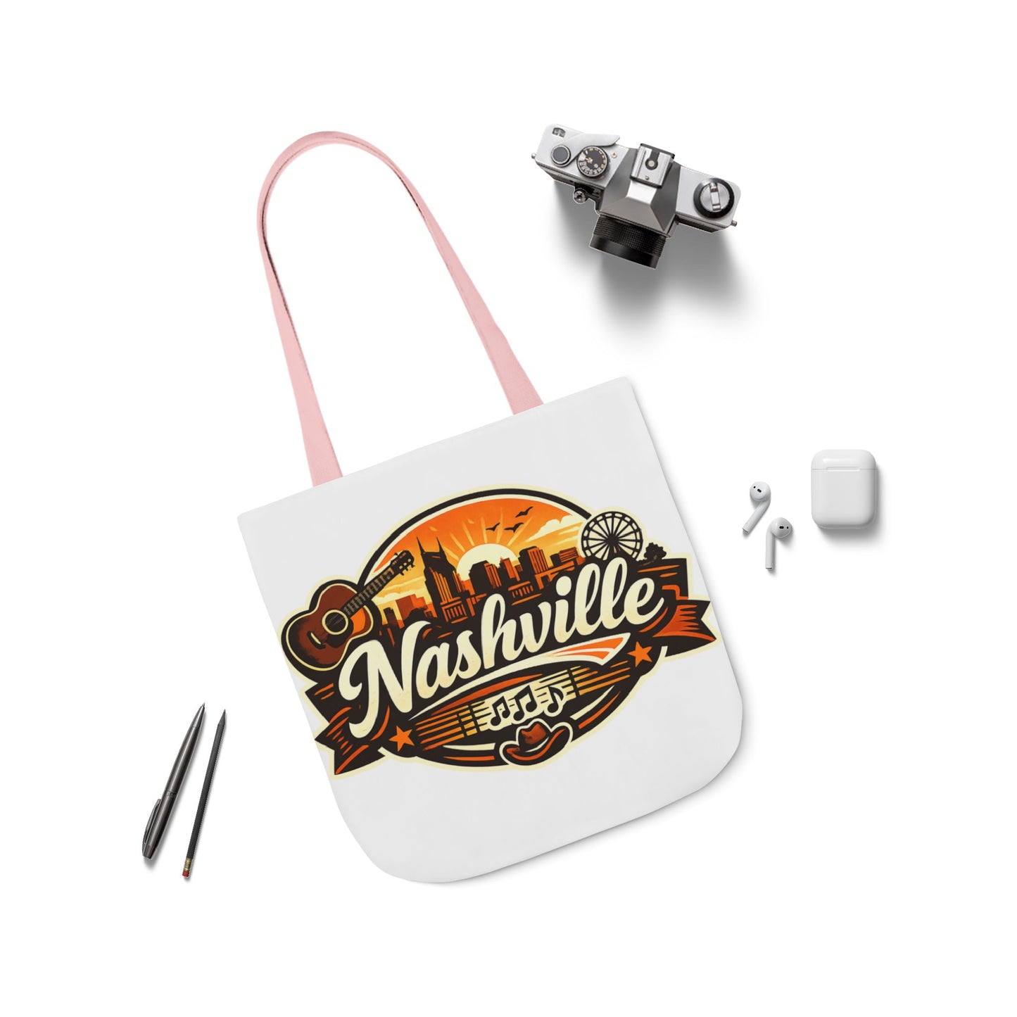 Nashville Sunset Tote Bag — Country Music Skyline Canvas Tote