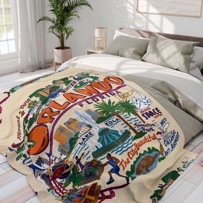 Orlando Vintage Map Fleece Blanket