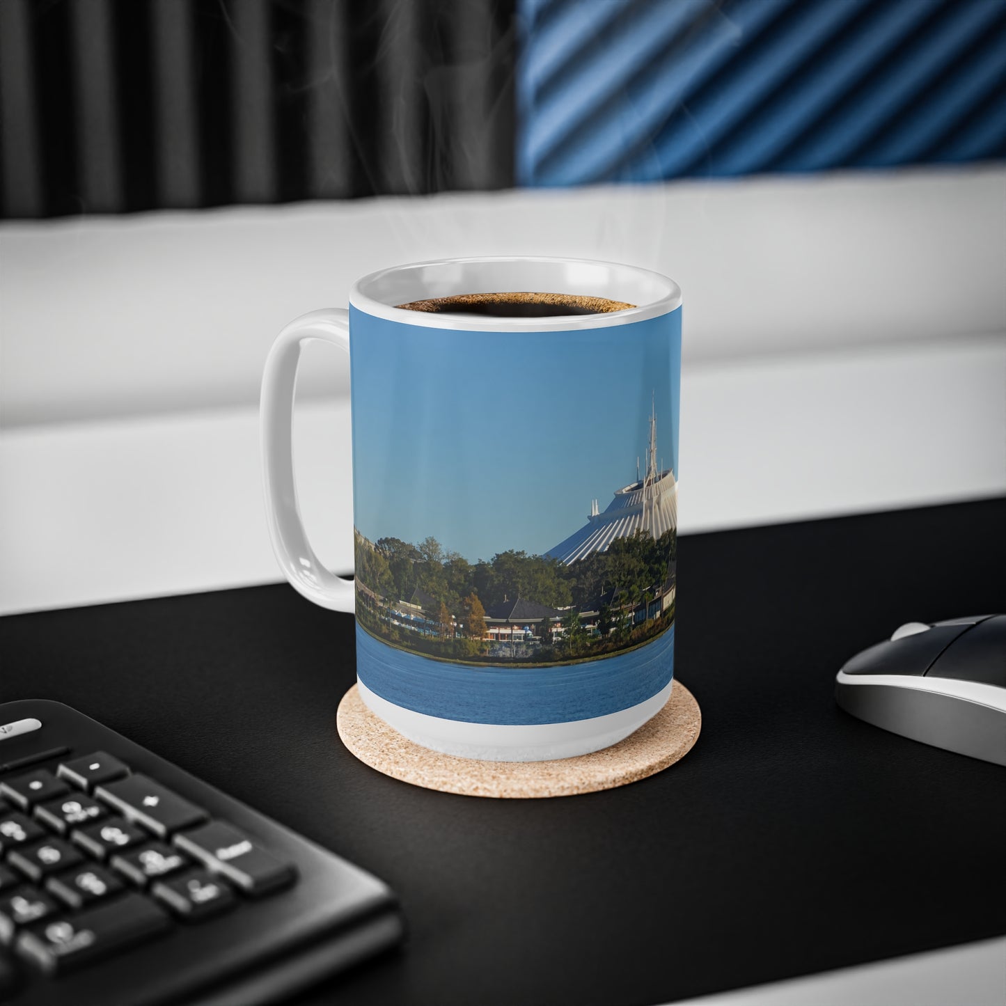 Space Mountain Skyline Mug — Scenic Theme Park Ceramic Coffee Cup (11oz & 15oz)