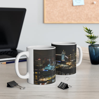 London Tower Bridge Nightscape Ceramic Mug — Tower Bridge Cityscape Coffee Cup (11oz & 15oz)