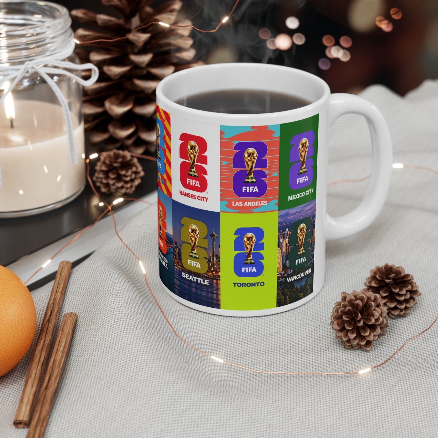 FIFA World Cup Cities Collage Mug — 11oz/15oz Ceramic Coffee Cup