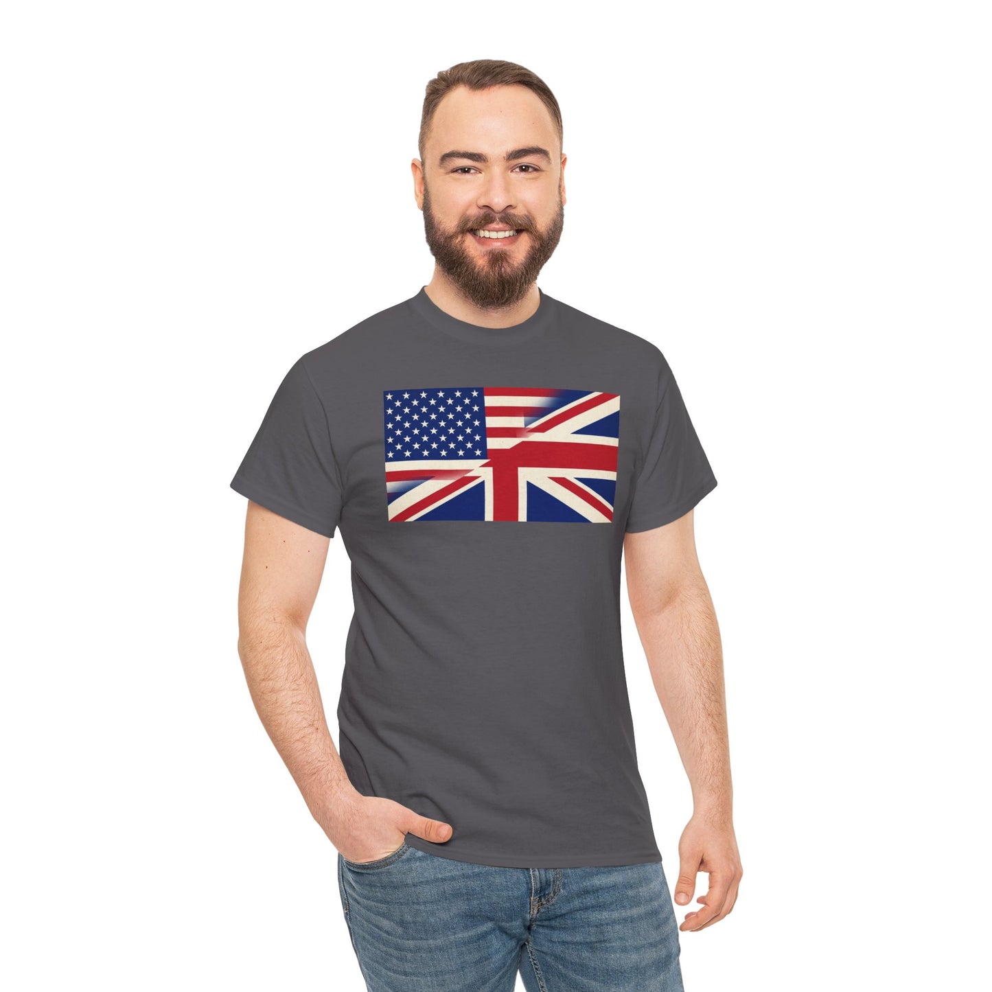 USA-UK Flag Graphic Tee — American British Union Jack Mashup T-Shirt